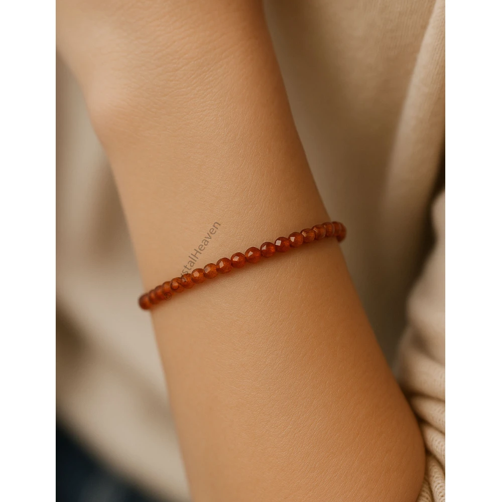 Hessonite Garnet Bracelets - 2mm Faceted Beads (Gold)