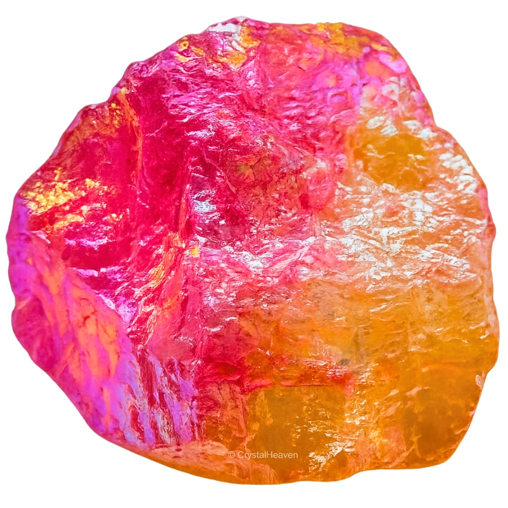 Raw Tangerine-Ruby Aura Quartz Crystals (2 Pieces)