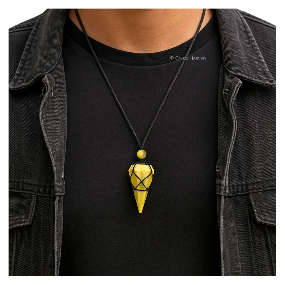 Serpentine Pendulum Pendant Necklace (Macrame)