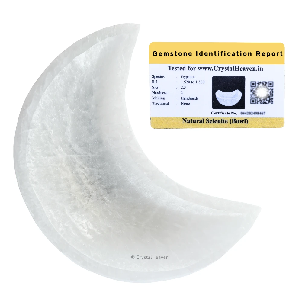 Selenite Crystal Charging Bowl - Moon