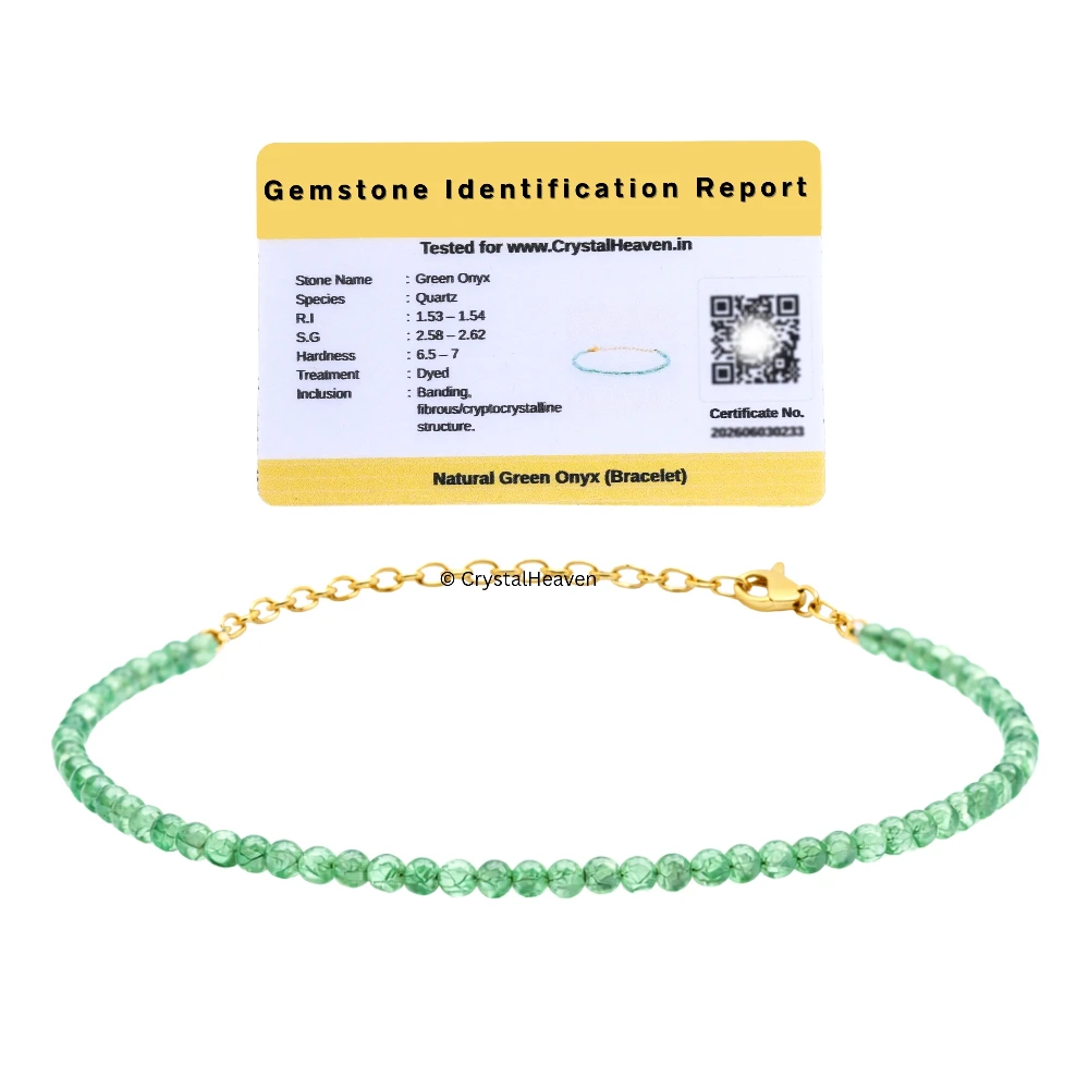 Green Onyx Bracelets - 2mm Faceted Beads (Gold)