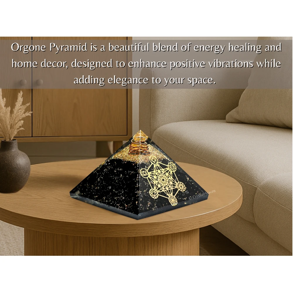Shungite Orgone Pyramid (Chakra Metatron Cube)