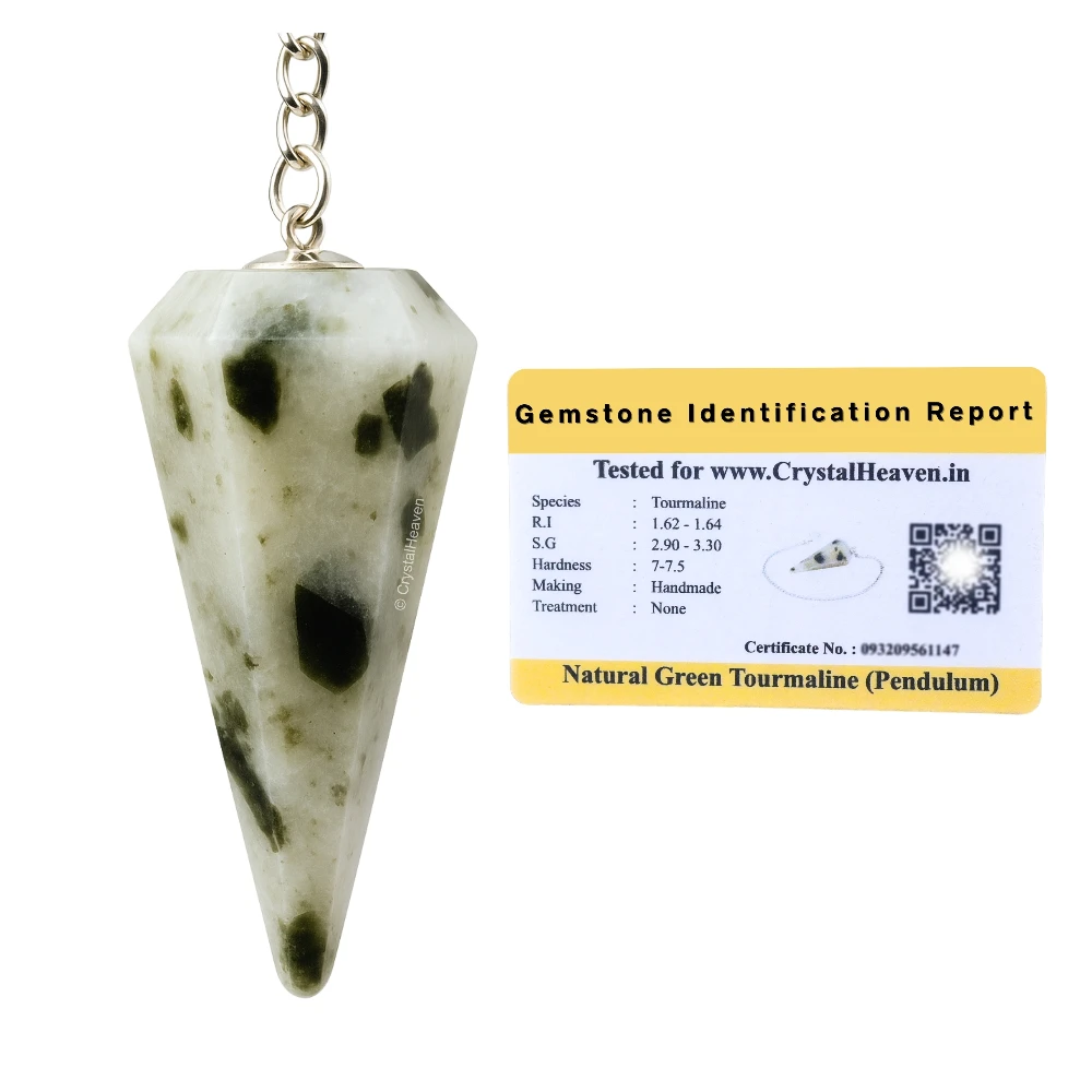 Green Tourmaline in Quartz Pendulum