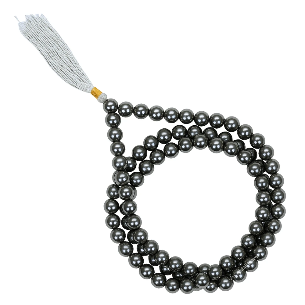 Silver Hematite Japa Mala (Without Knot)