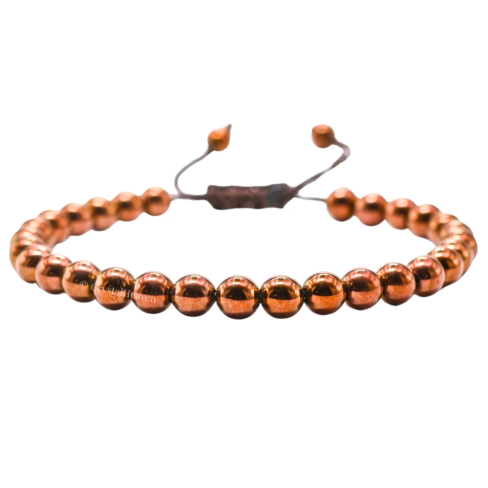 Copper Hematite Healing Crystal Bracelets - 6mm Beads (Adjustable)