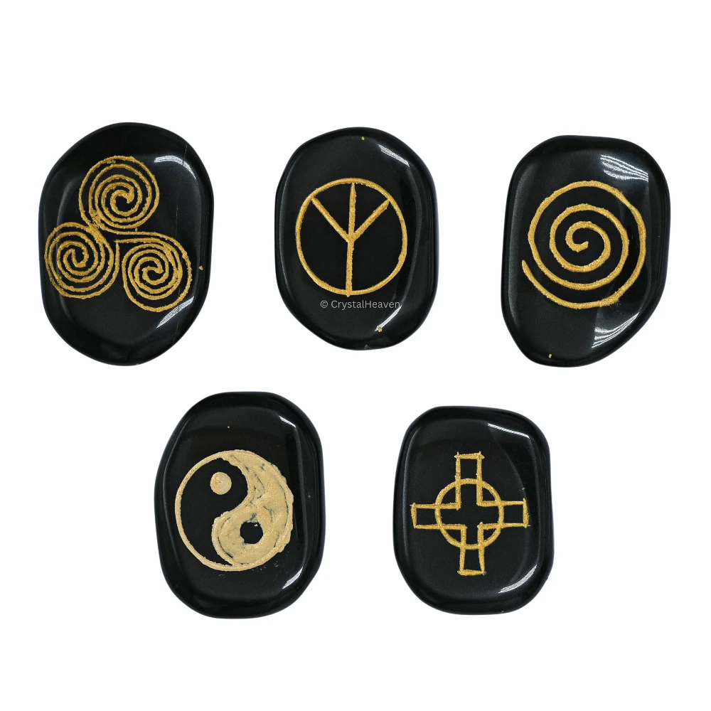Black Agate Pagan Wiccan Stones (Set of 5)