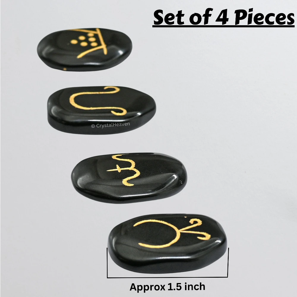 Black Agate Pagan Wiccan Stones (Set of 4)