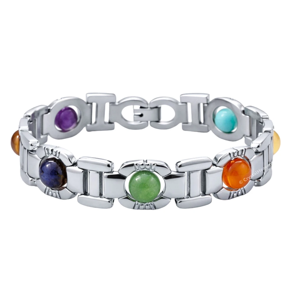 7 Chakra Bracelet - Premium Silver Chain