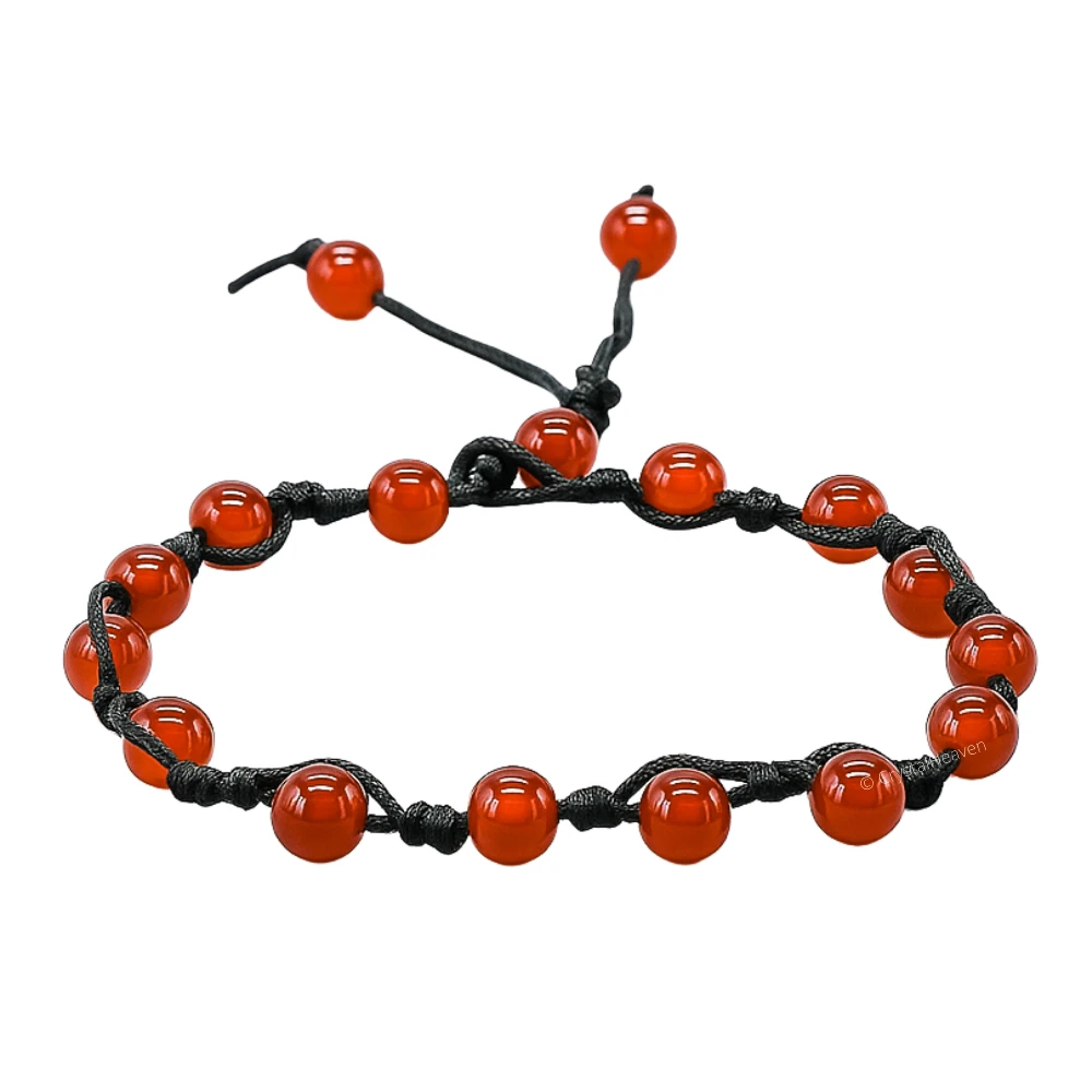 Red Onyx Anklet (Hand Knotted)