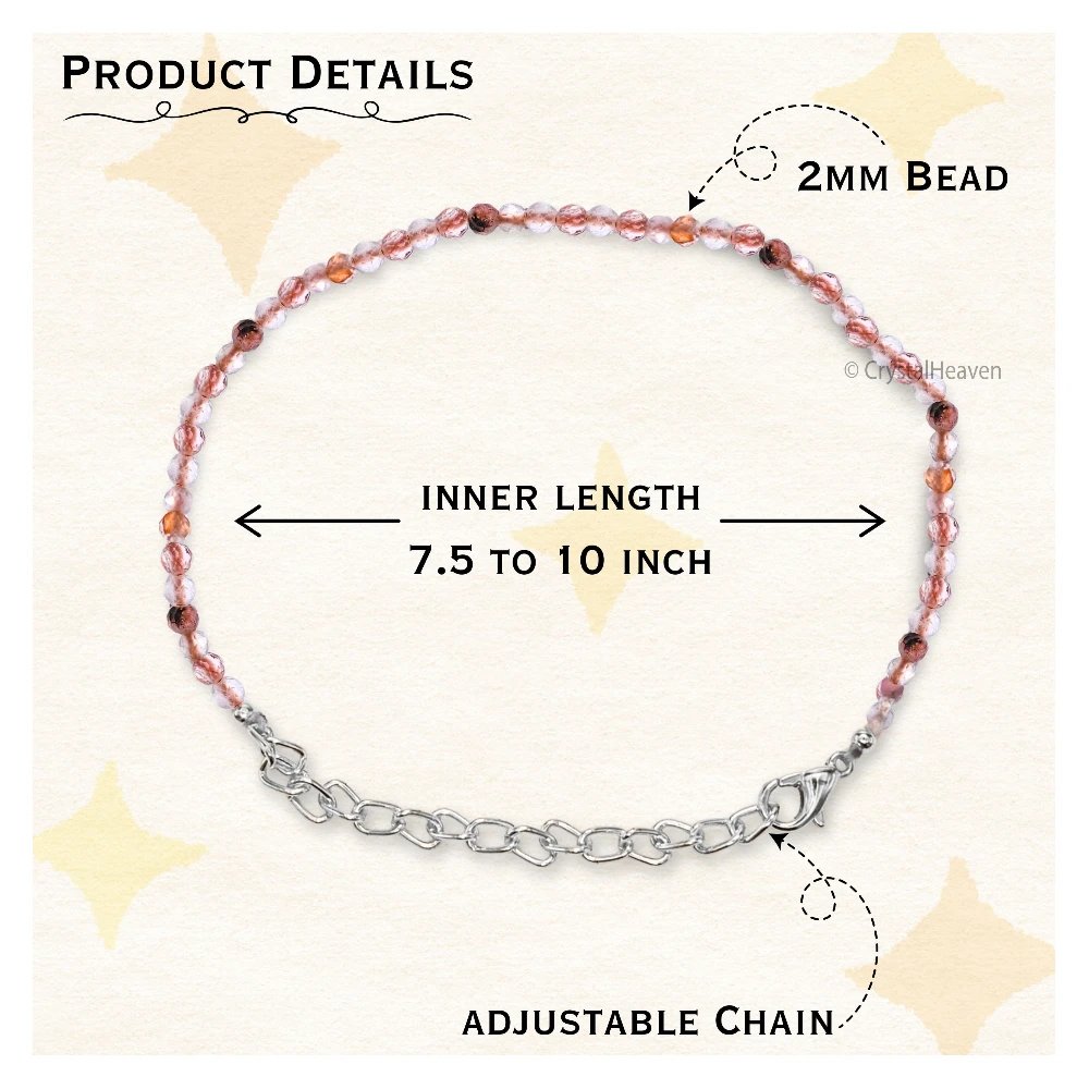 Rutilated Quartz Bracelets - 2mm Faceted Beads (Silver)