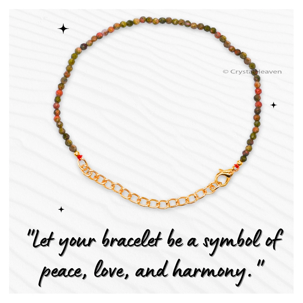 Unakite Bracelets - 2mm Faceted Beads (Gold)