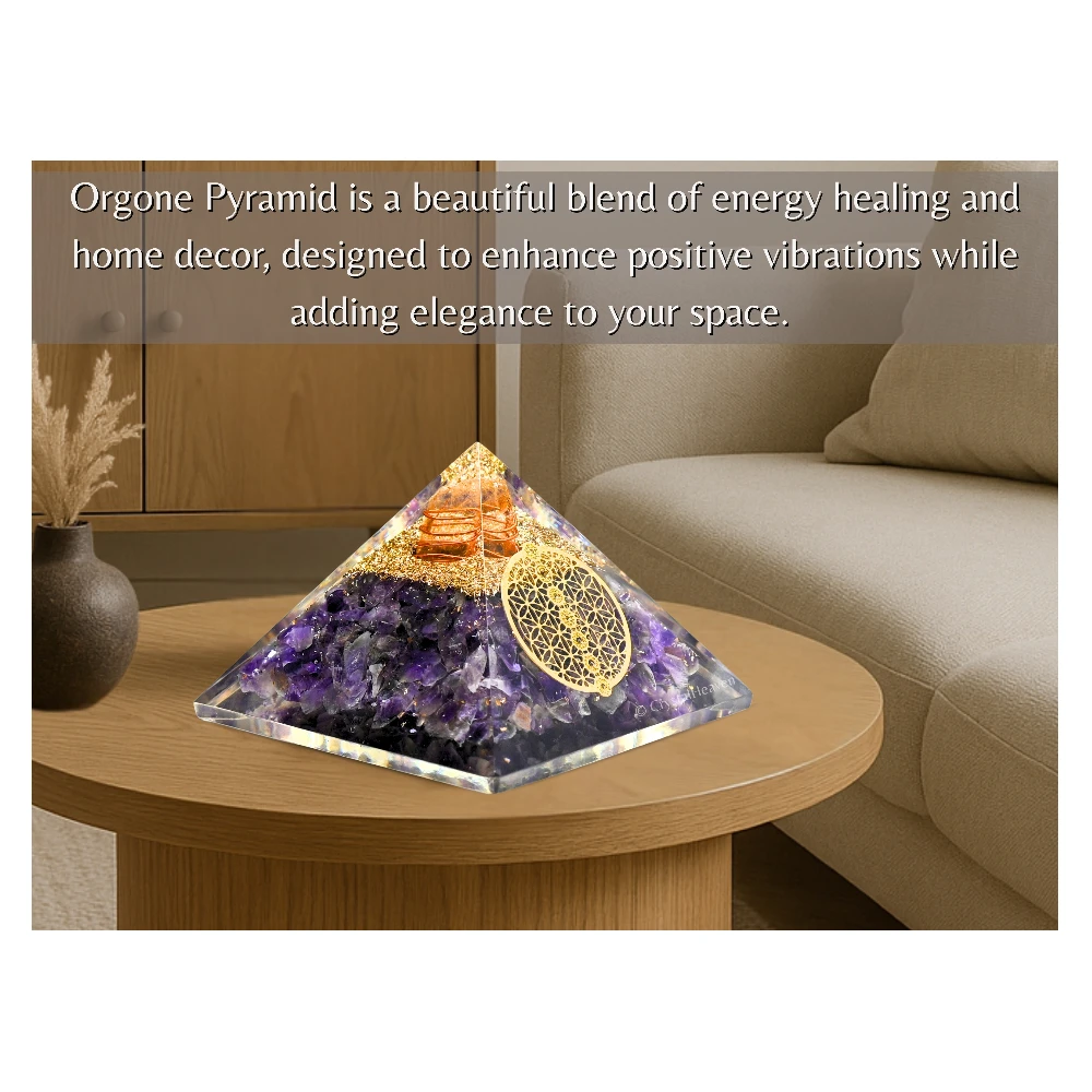 Amethyst Orgone Pyramid (Chakra Flower of life)