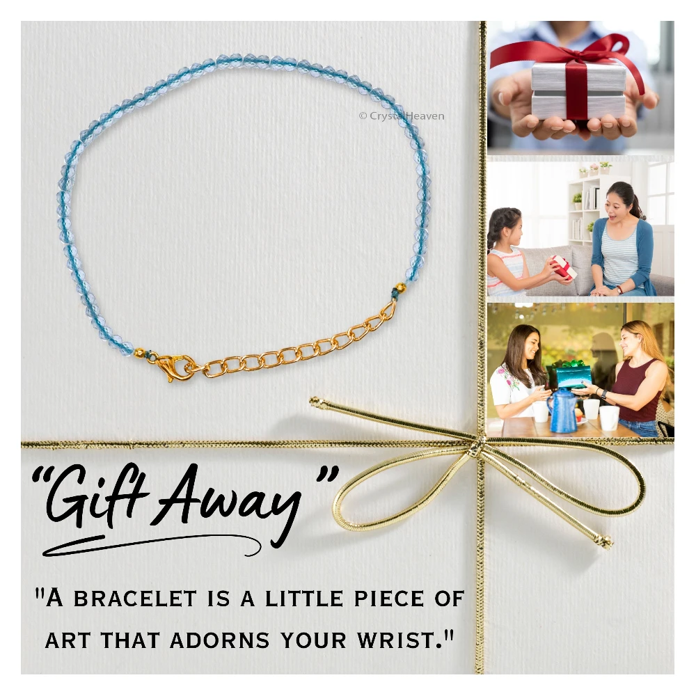 Aqua Chalcedony Bracelets - 2mm Faceted Beads (Gold)