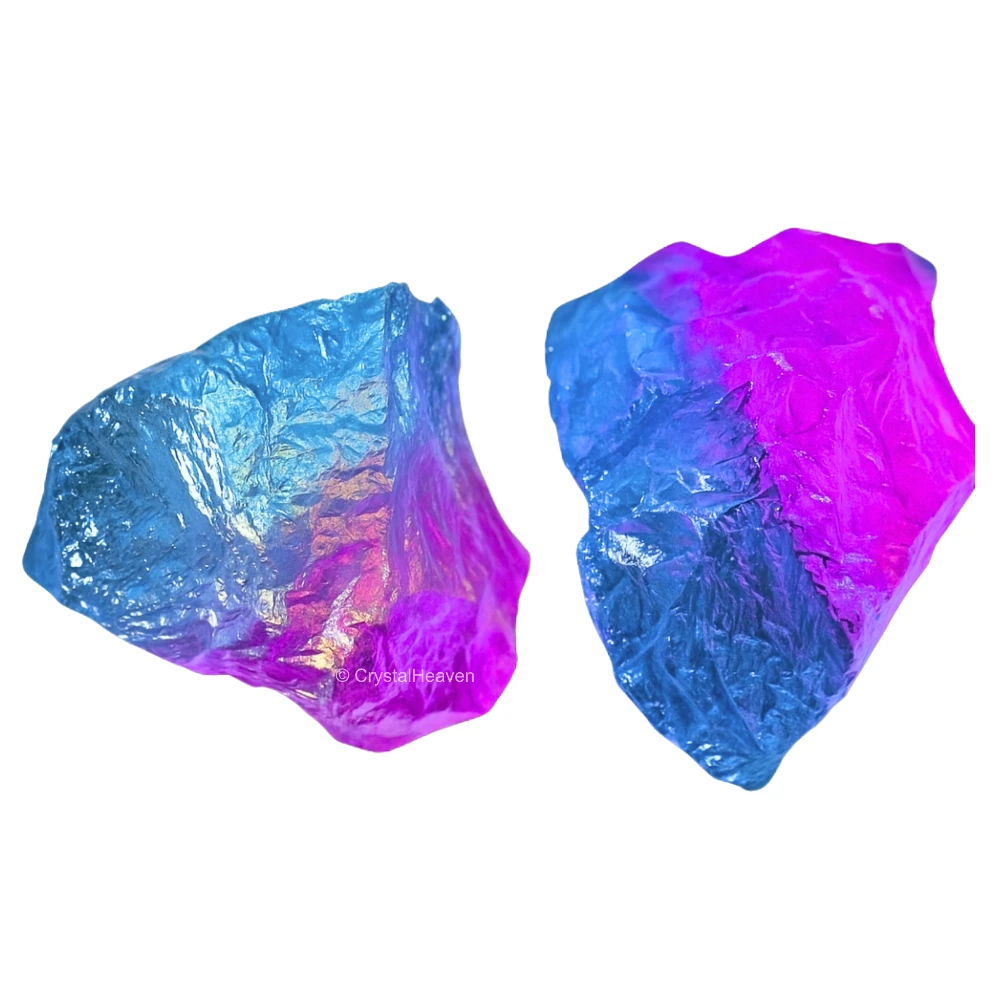Raw Rose-Aqua Aura Quartz Crystals (2 Pieces)