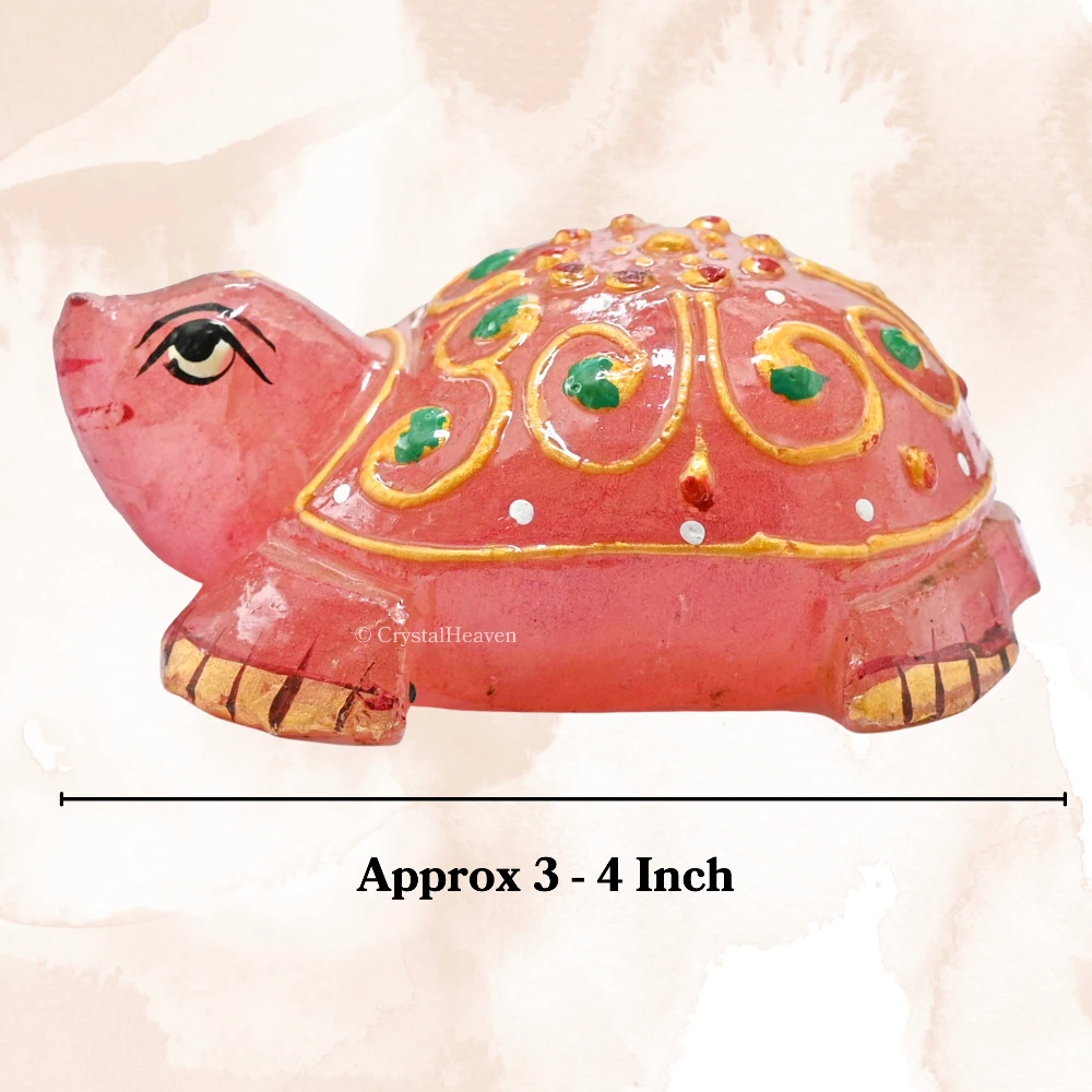 Rose Quartz Crystal Gemstone Hand Painted Tortoise (3-4 Inch)