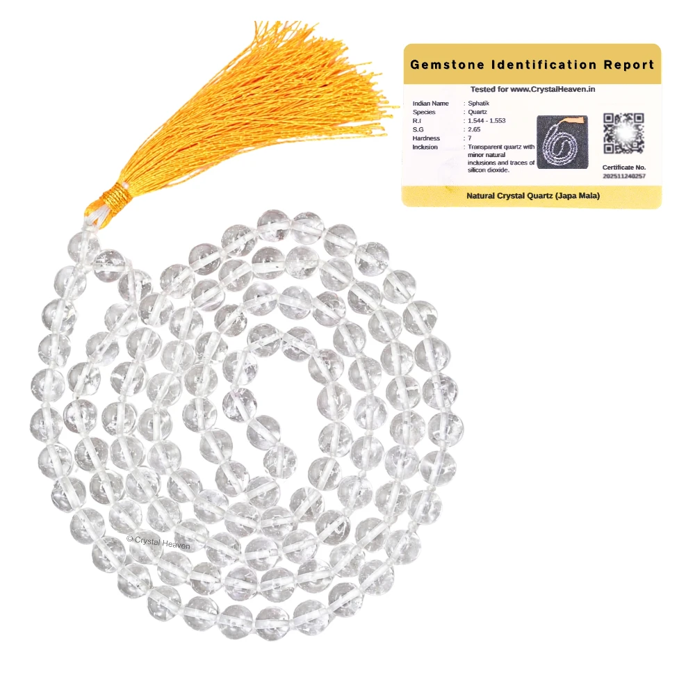 Sphatik Mala - AB Grade 108 Beads (7mm) (Hand Knotted)