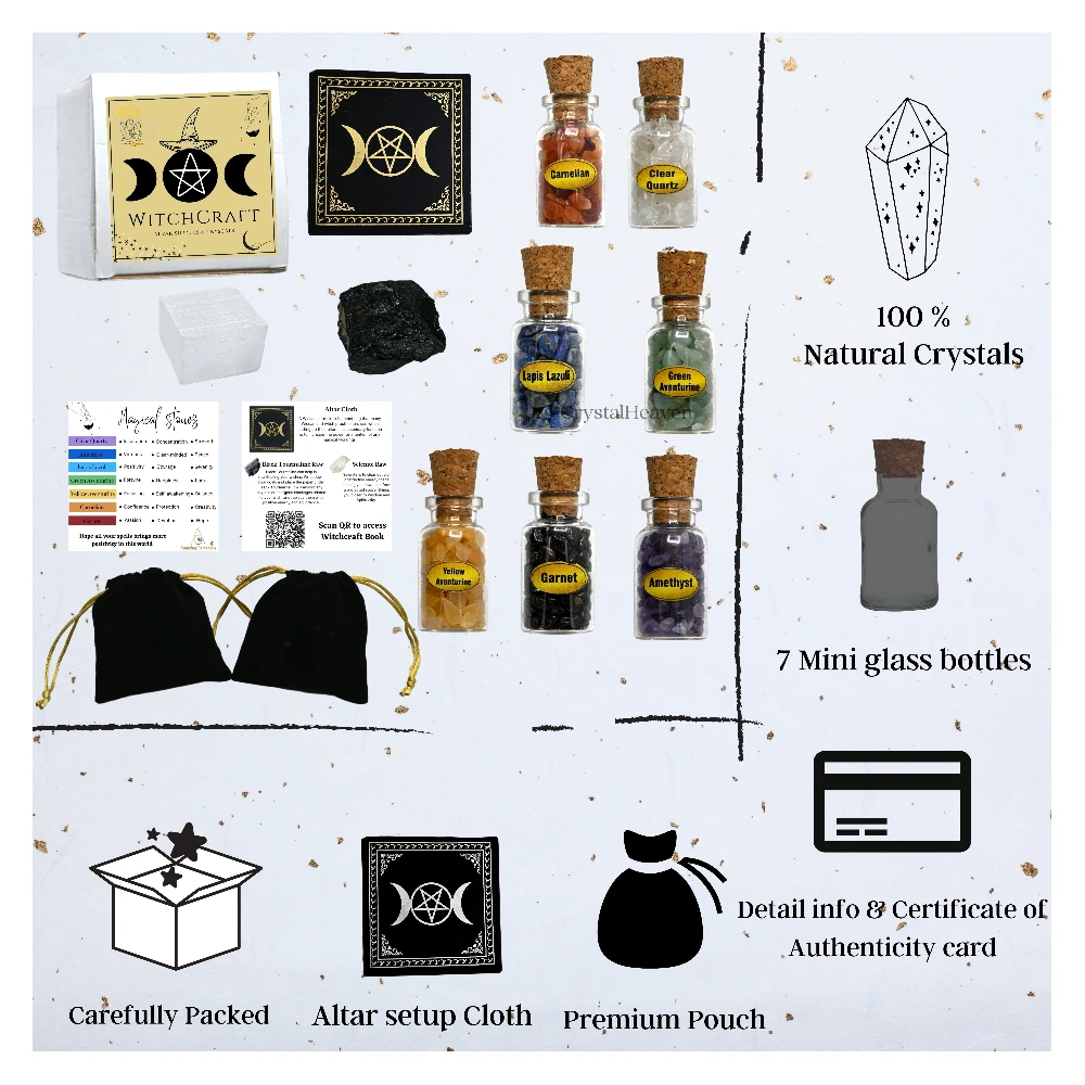 Spell Jars Kit for Witchcraft Supplies - Premium Set of 11