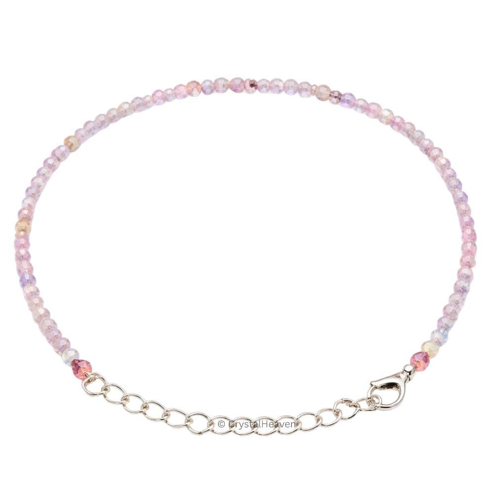 Morgonite Bracelets - 2mm Faceted Beads (Silver)