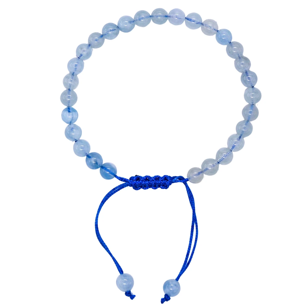 Aquamarine Healing Crystal Bracelets - 6mm Beads (Adjustable)