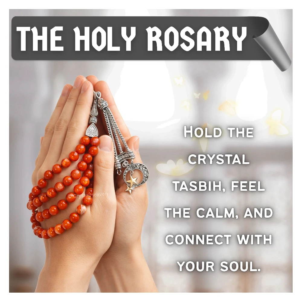 Red Banded Agate Crystal Tasbih (Silver)