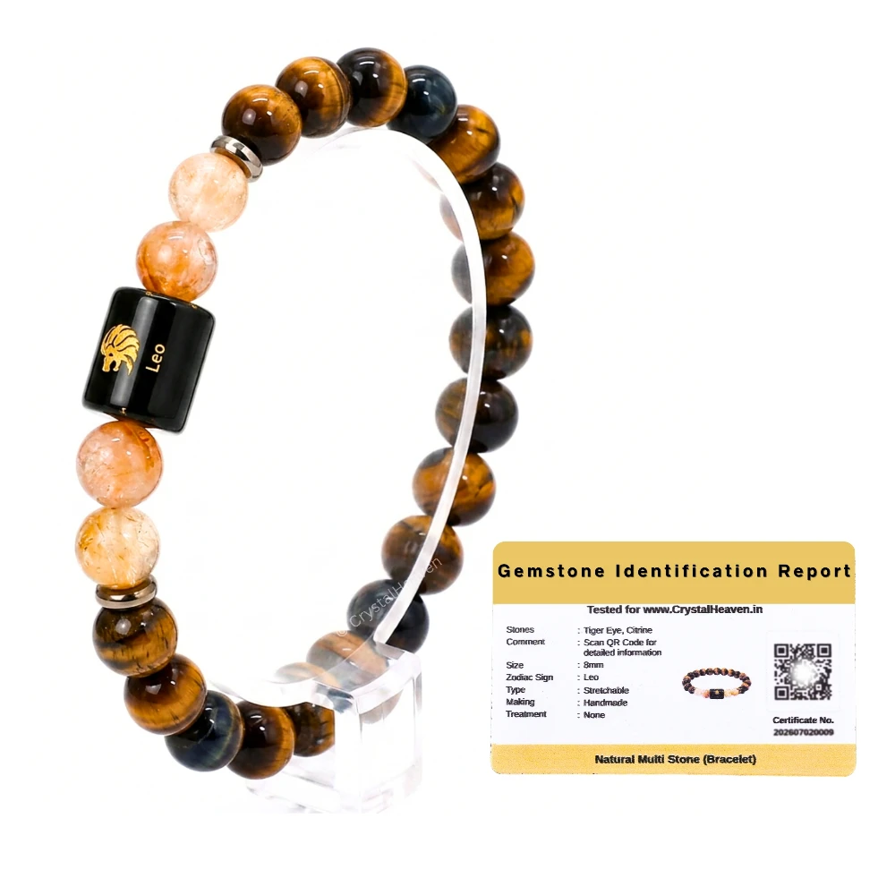 Leo Bracelet (सिंह राशि) - Tiger Eye & Citrine (Only Bracelet)