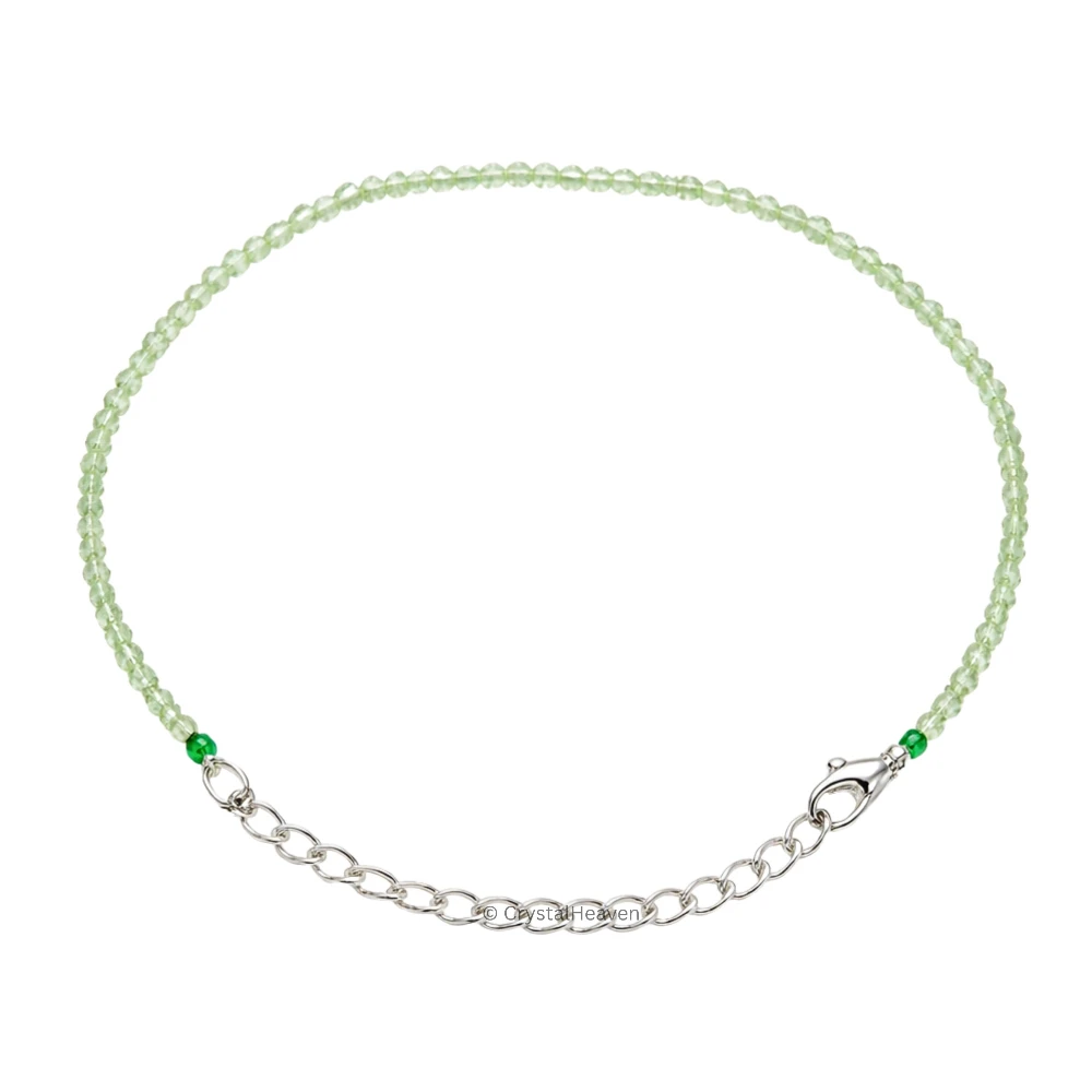 Green Amethyst Bracelets - 2mm Faceted Beads (Silver)