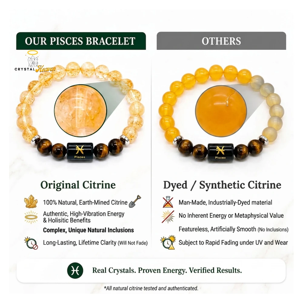 Pisces Bracelet (मीन राशि) - Citrine & Tiger Eye (With Selenite Plate)