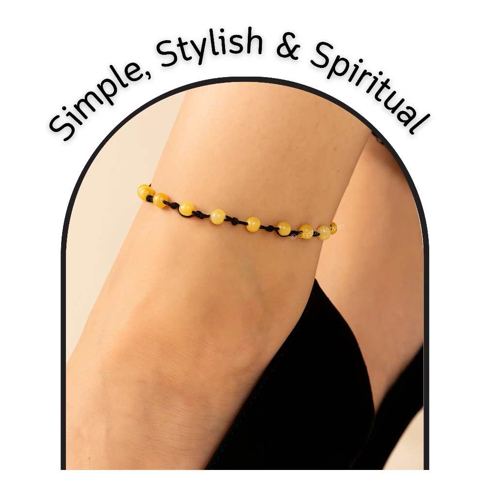 Yellow Calcite Anklet (Hand Knotted)