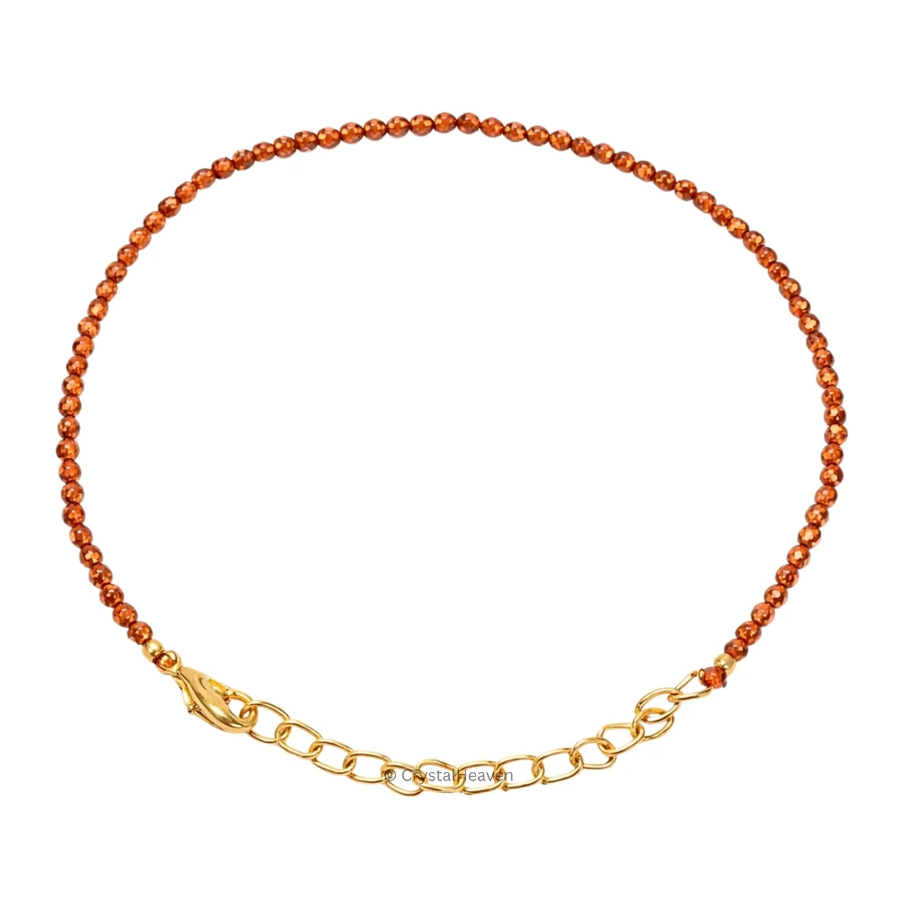 Hessonite Garnet Bracelets - 2mm Faceted Beads (Gold)