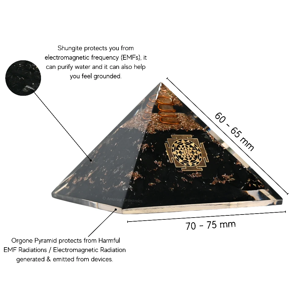 Shungite Orgone Pyramid (Small Shriyantra)