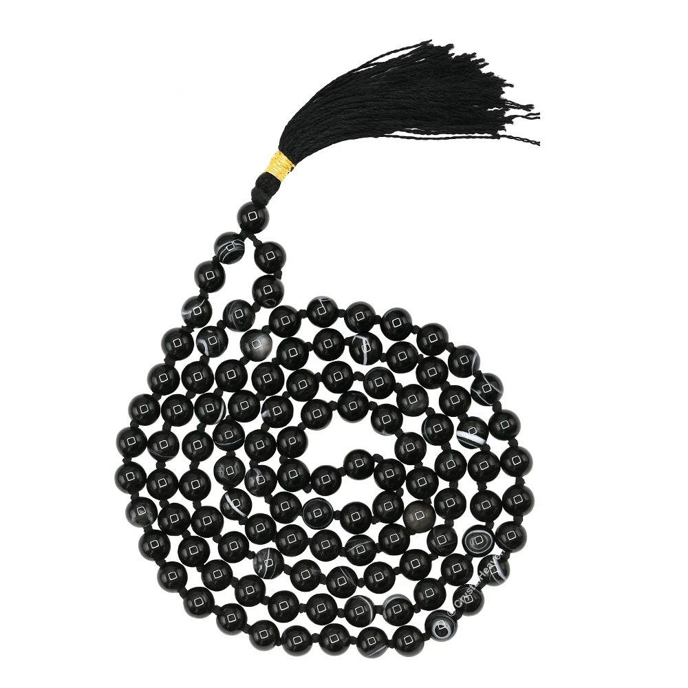 Black Sulemani Hakik Japa Mala (Hand Knotted)