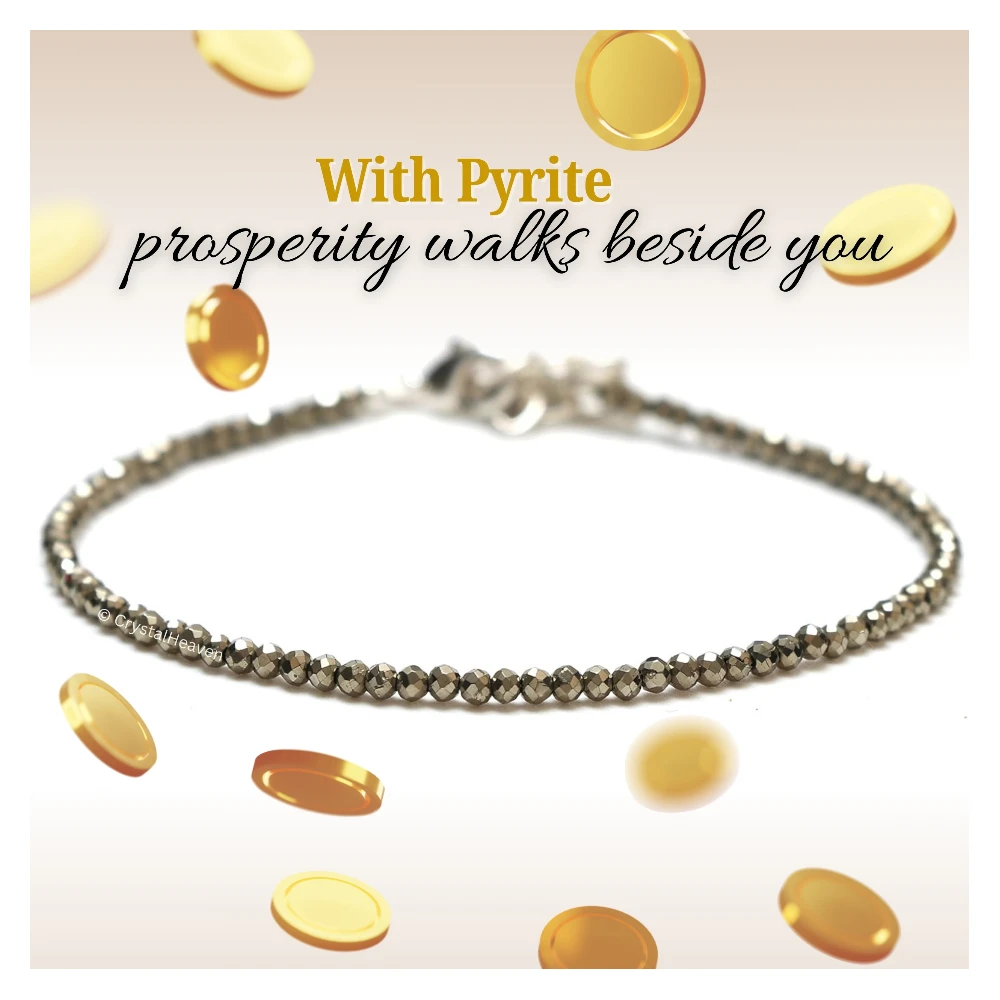 Pyrite Bracelets - 2mm Faceted Beads (Silver)