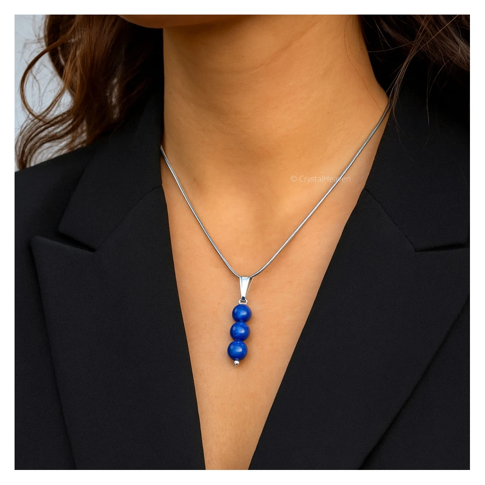 Sodalite Crystal Bead Necklace (Silver)