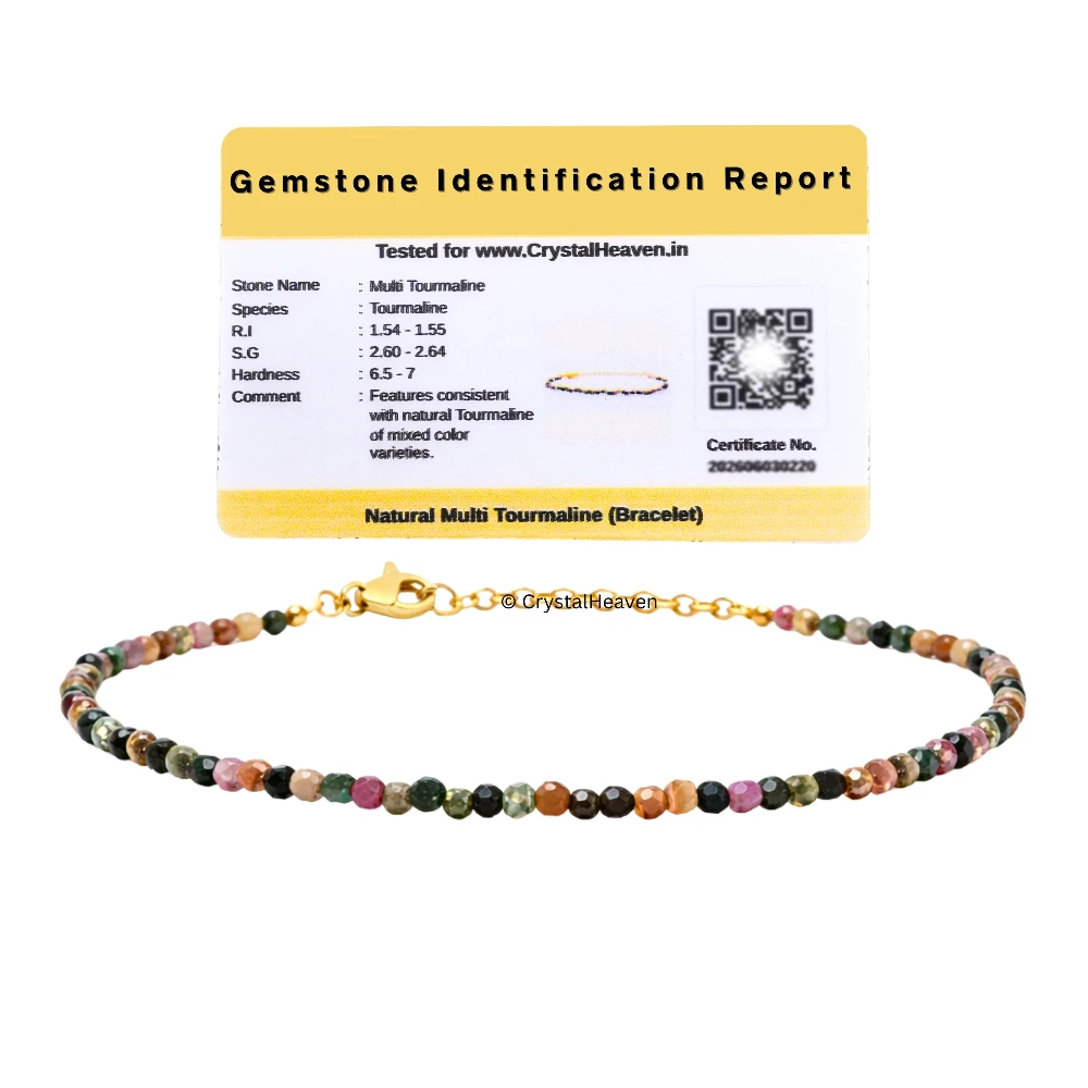Multi Tourmaline Bracelets - 2mm Faceted Beads (Gold)