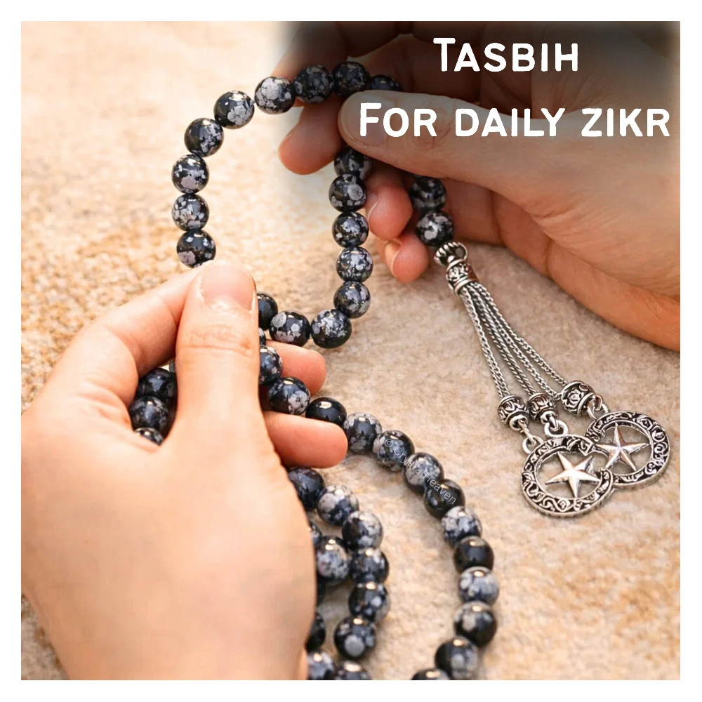Snowflake Obsidian Crystal Tasbih (Silver)
