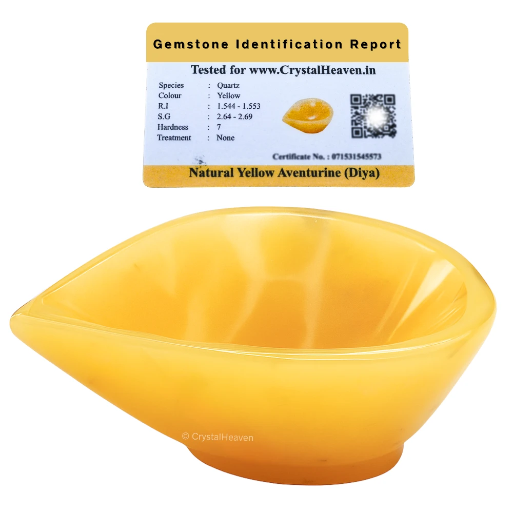 Yellow Aventurine Crystal Diya - 1 Batti