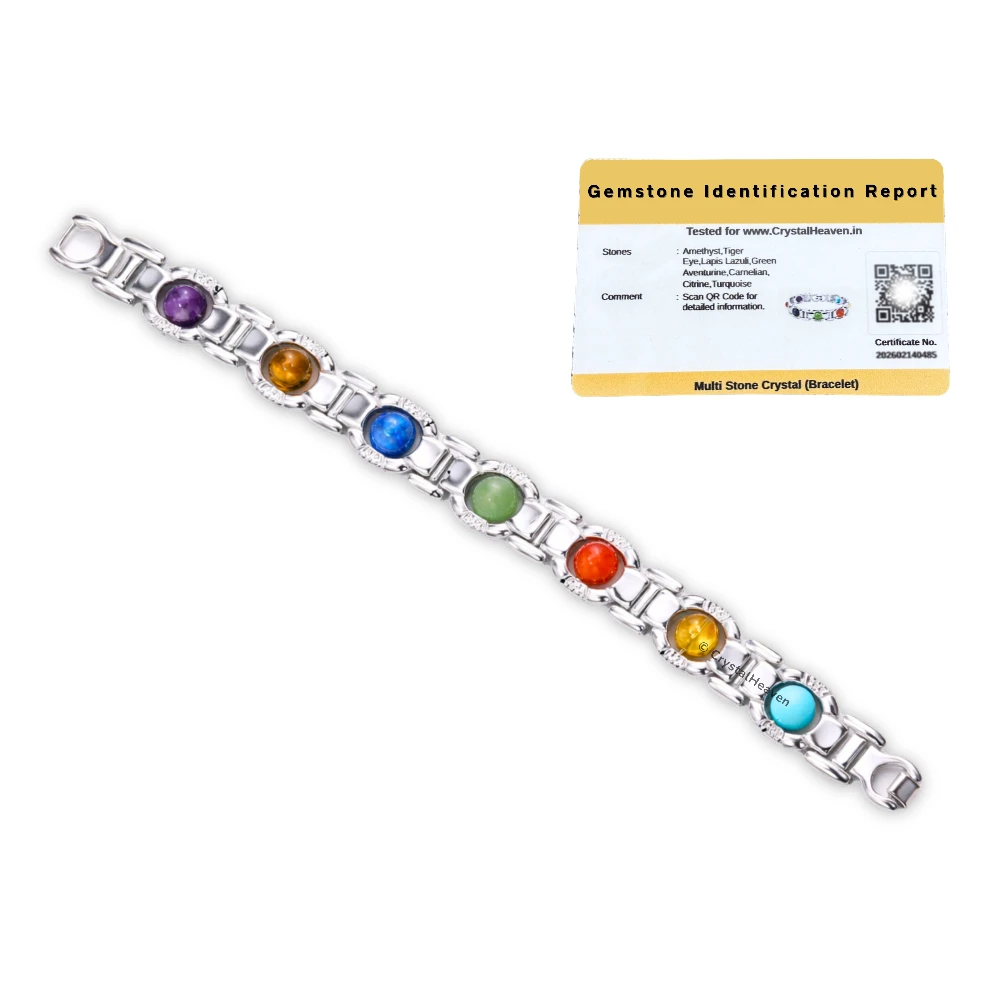 7 Chakra Bracelet - Premium Silver Chain