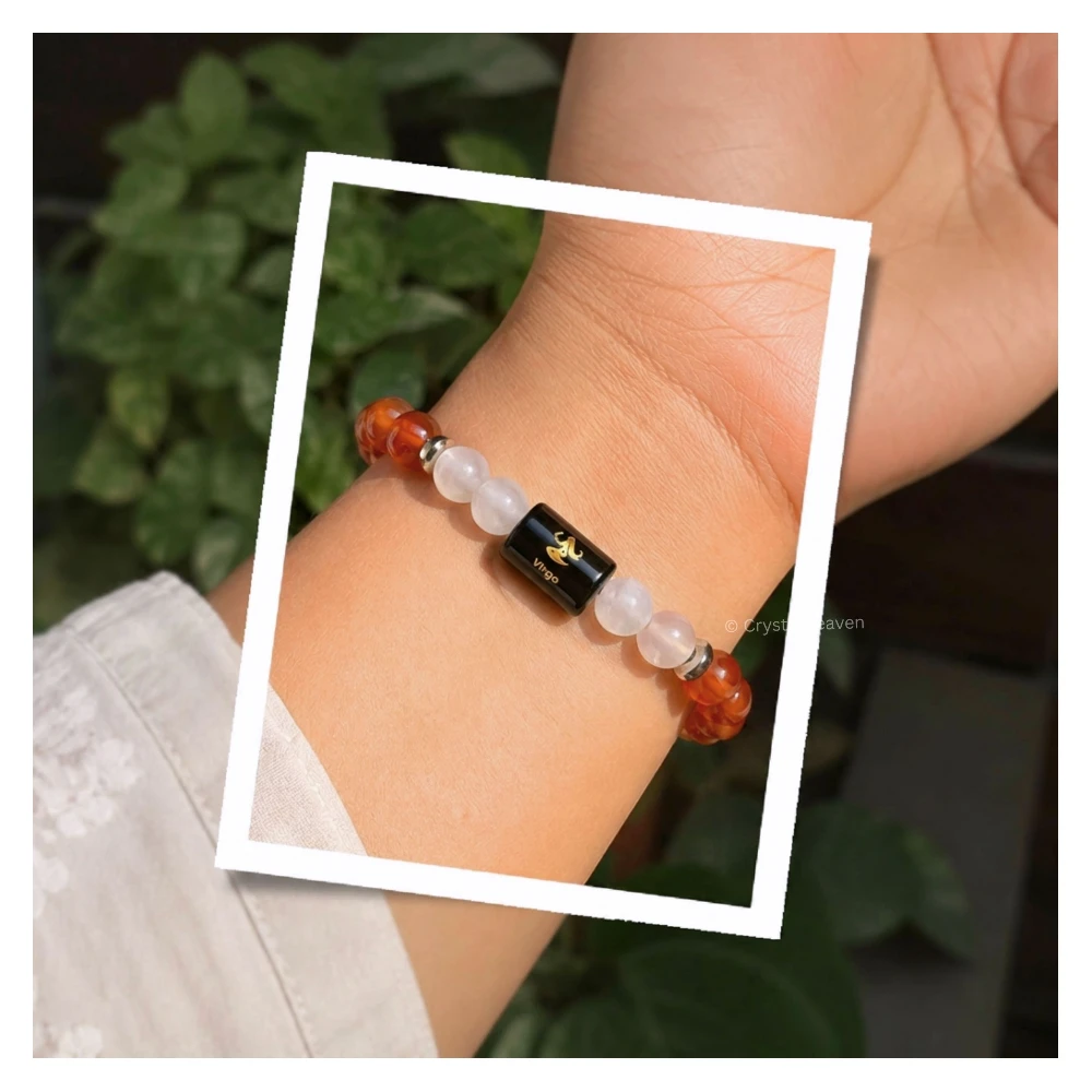 Virgo Bracelet (कन्या राशि) - Carnelian & Milky Quartz (Only Bracelet)