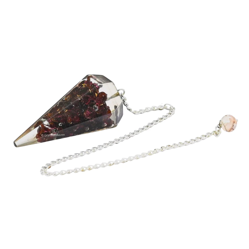 Garnet Crystal Orgone Pendulum
