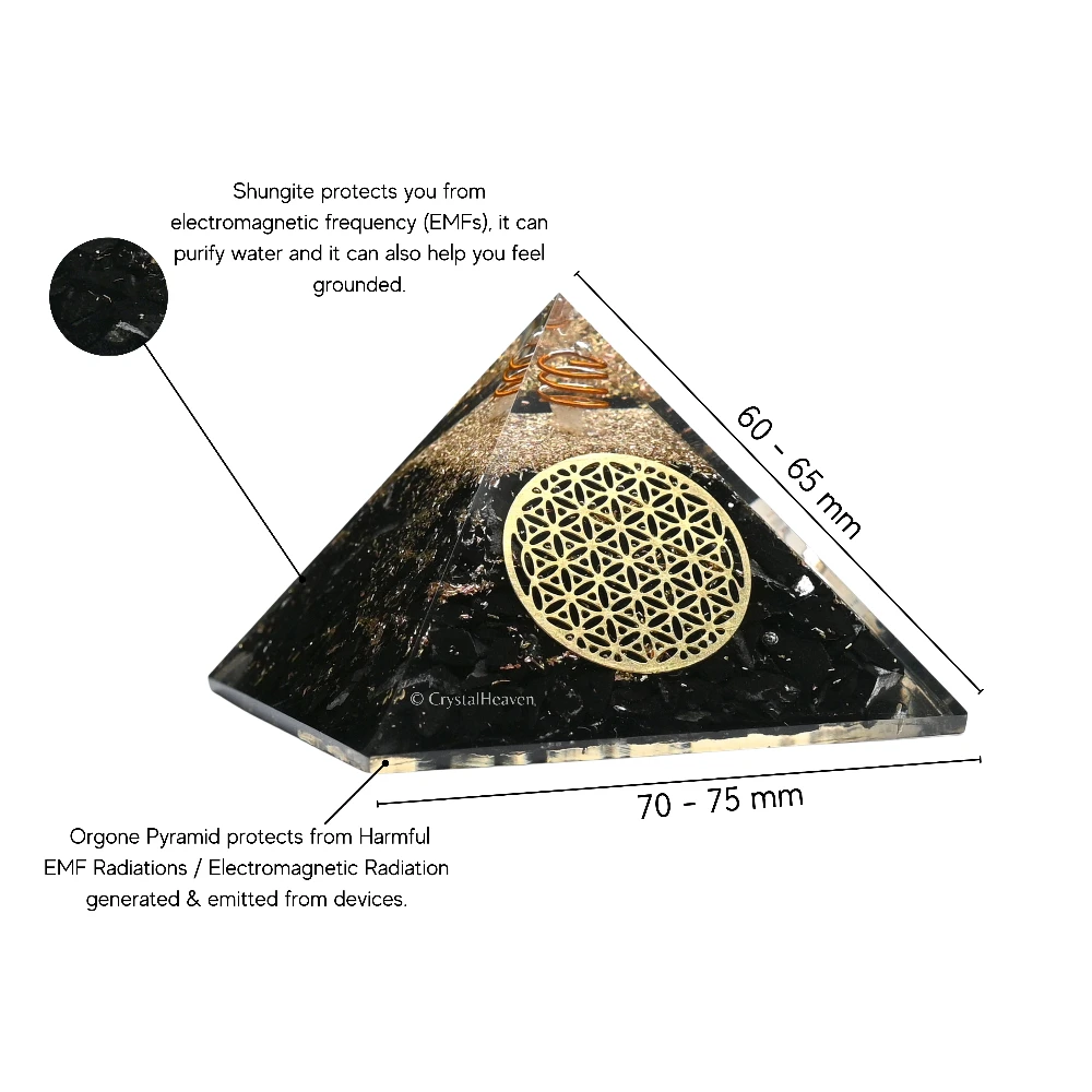Shungite Orgone Pyramid (Flower Of Life)