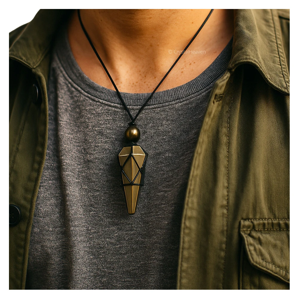 Pyrite Pendulum Pendant Necklace (Macrame)