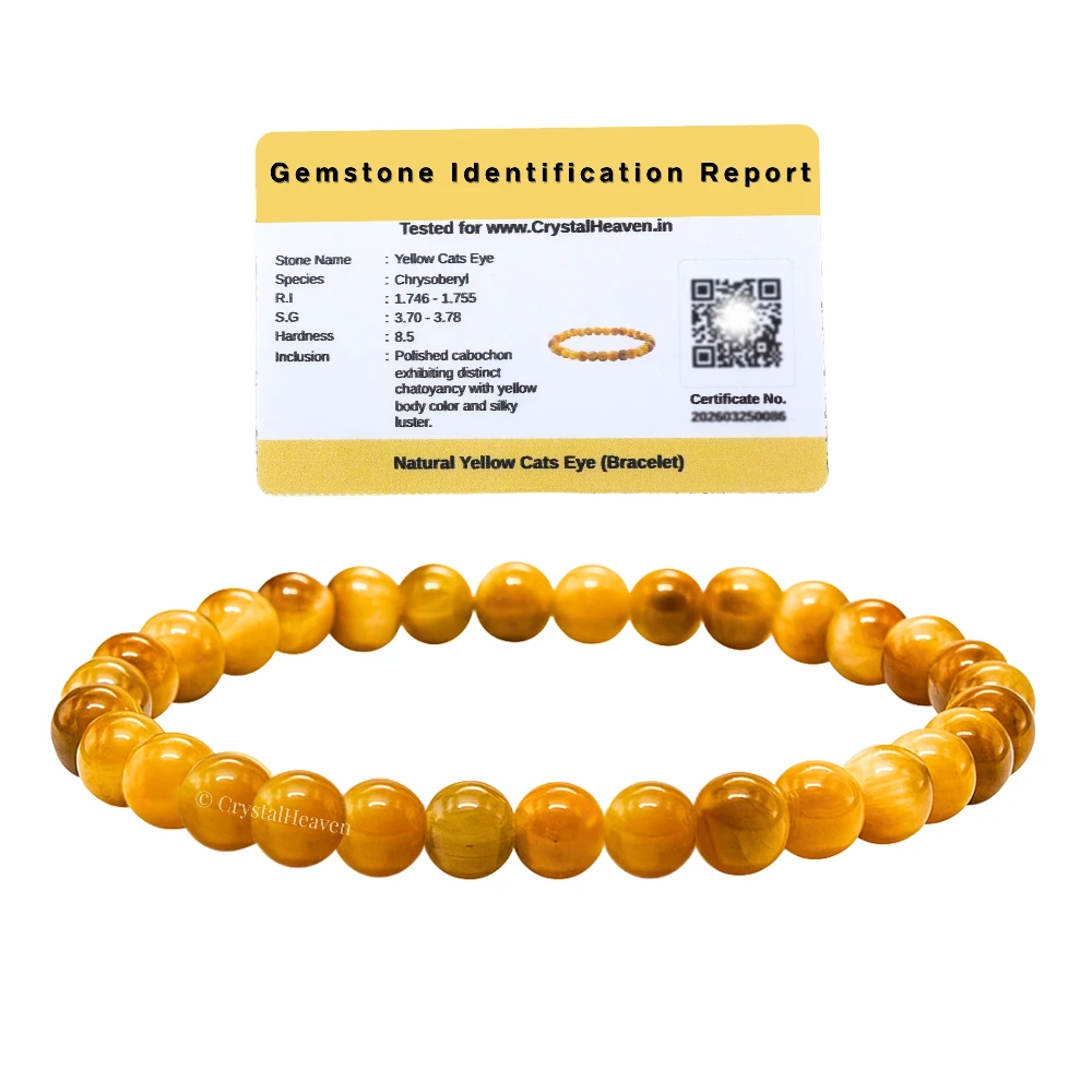 Yellow Cat's Eye Healing Crystal Bracelets - 6mm Beads
