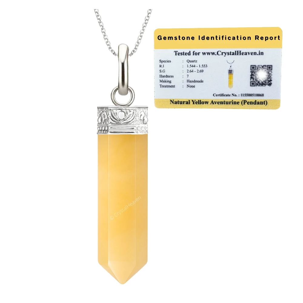 Yellow Aventurine Necklace - Pencil Point (Silver)