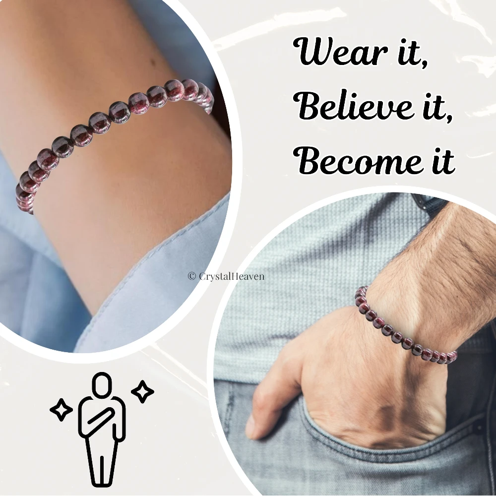 Garnet Healing Crystal Bracelets - 6mm Beads (Adjustable)