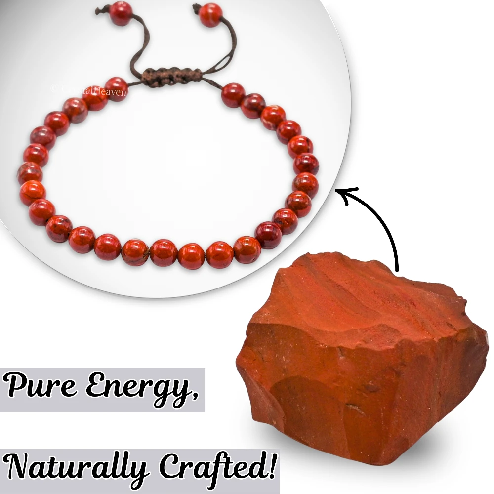 Red Jasper Healing Crystal Bracelets - 6mm Beads (Adjustable)