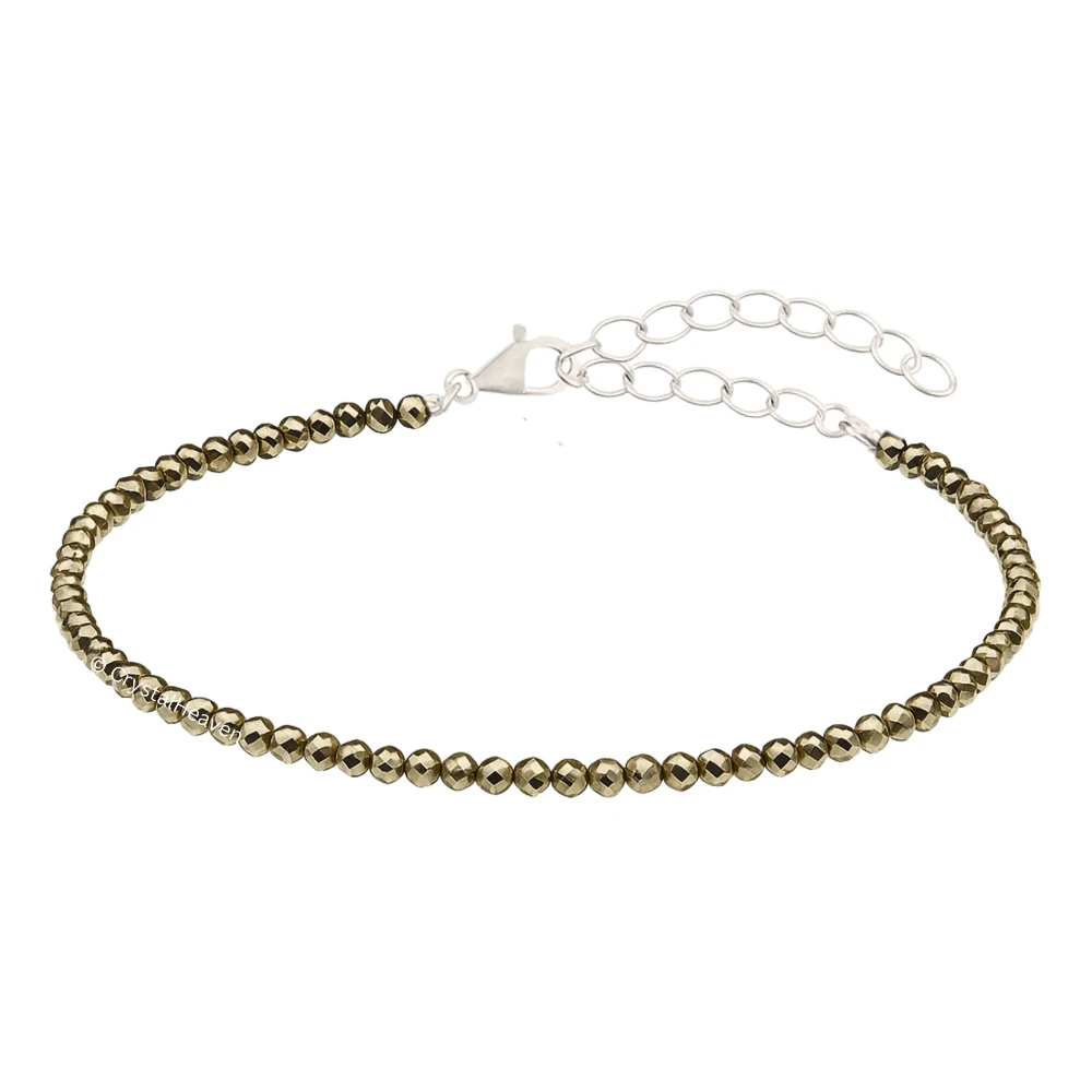 Pyrite Anklet - 2mm Faceted Bead