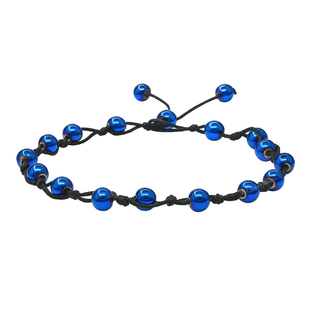 Blue Hematite Anklet (Hand Knotted)