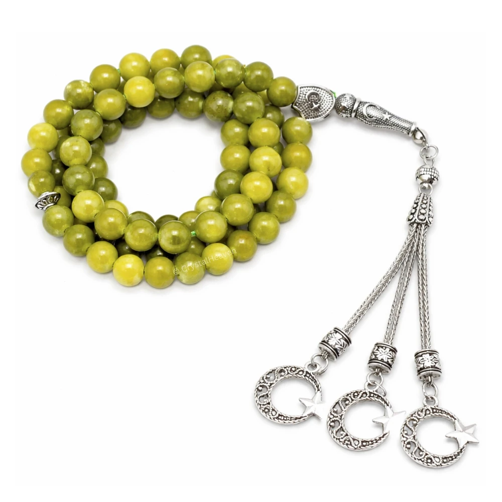 Green Jade Crystal Tasbih (Silver)