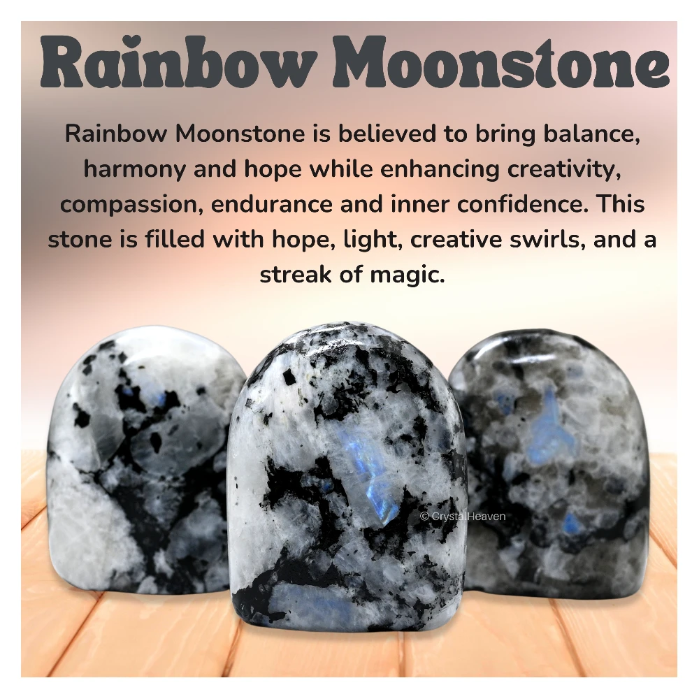 Rainbow Moonstone Standing Palm Stone (Large)