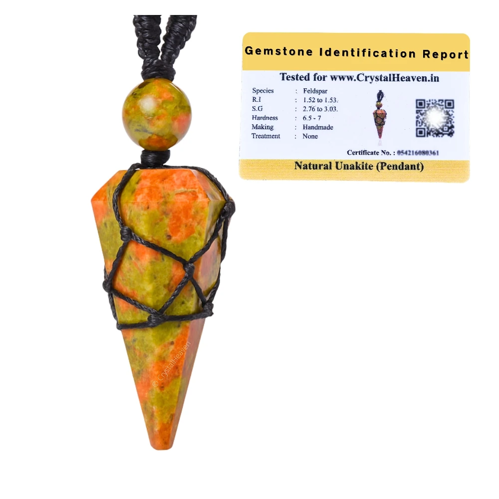 Unakite Pendulum Pendant Necklace (Macrame)